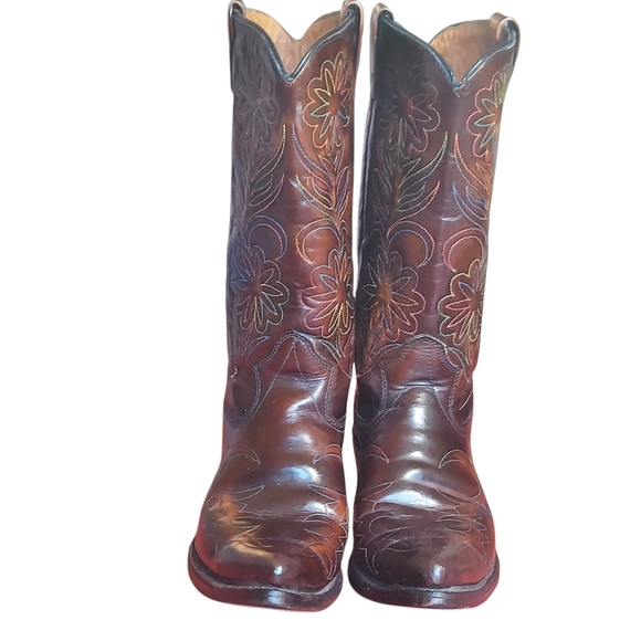 Vintage Rodeo Cowboy Boots Patent Leather Rainbow Peacock Men's - Picture 3 of 16